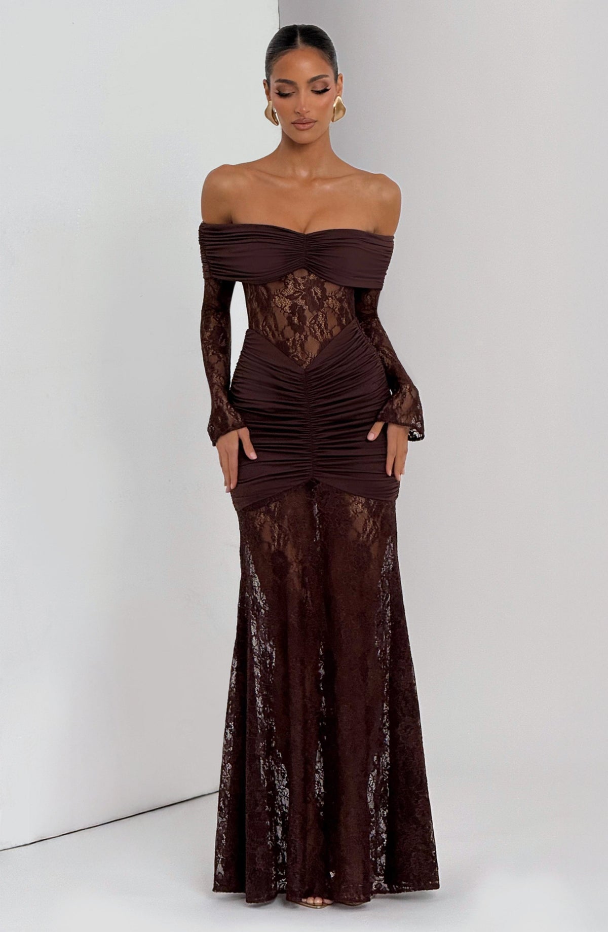 Solene Maxi Dress in Plum Brown