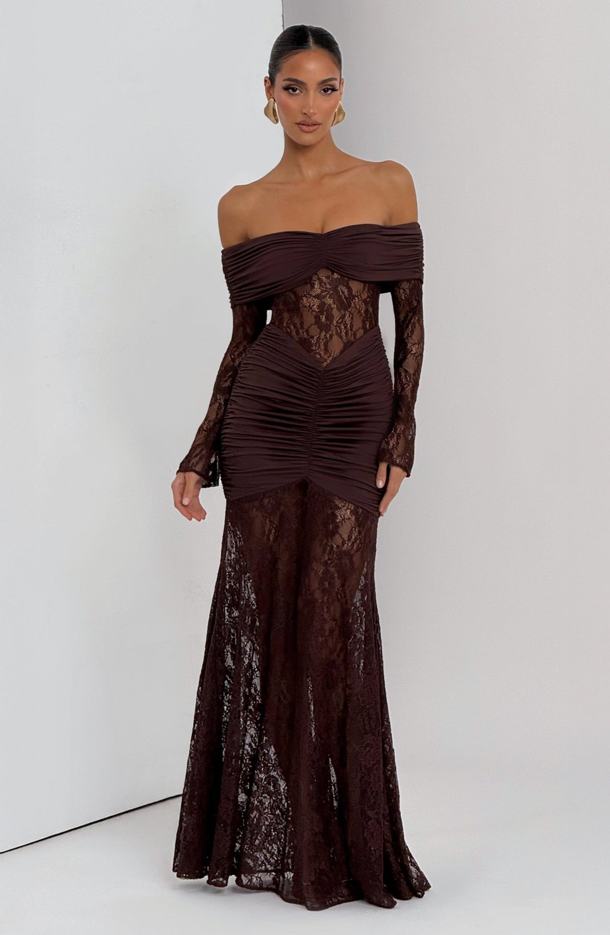 Solene Maxi Dress in Plum Brown