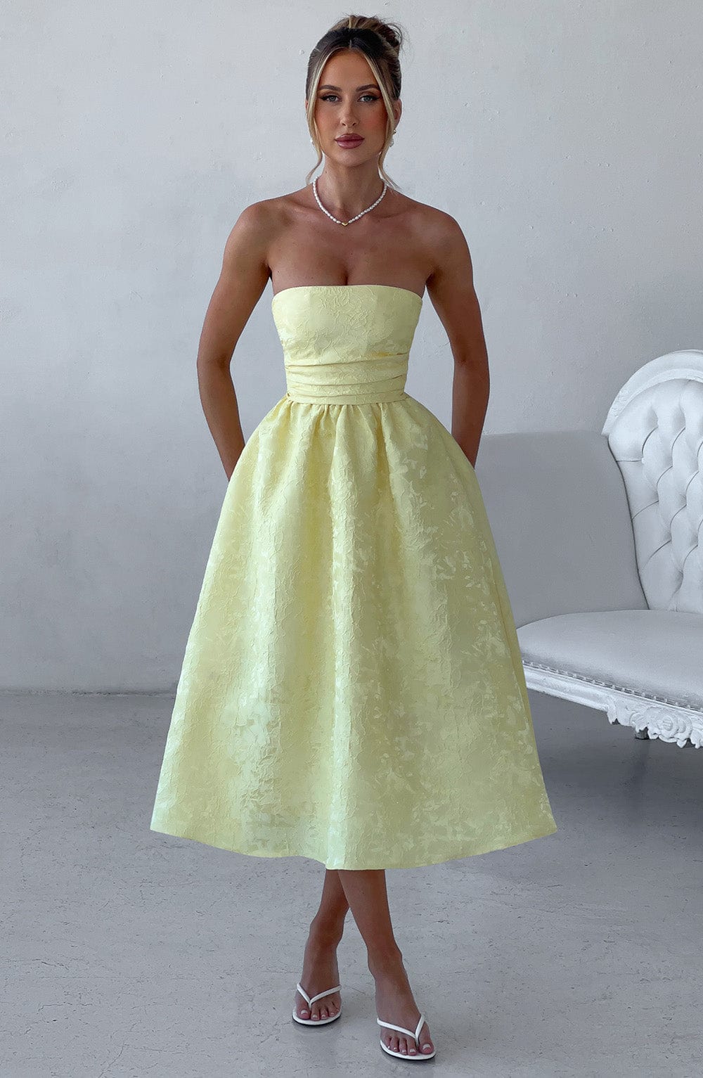 Sorcha Midi Dress in Lemon