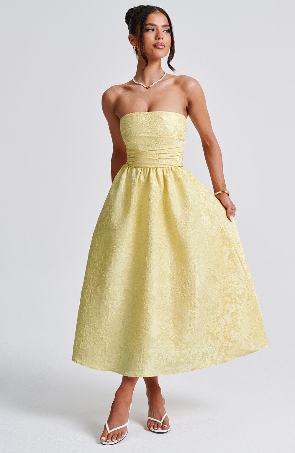 Sorcha Midi Dress in Lemon