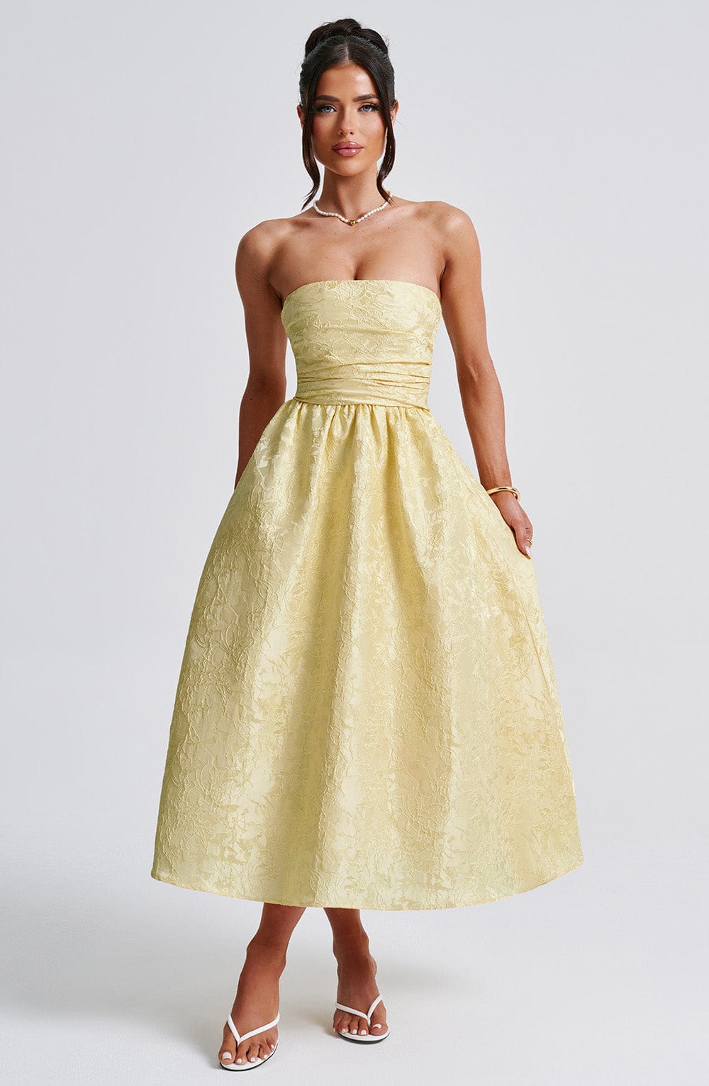Sorcha Midi Dress in Lemon