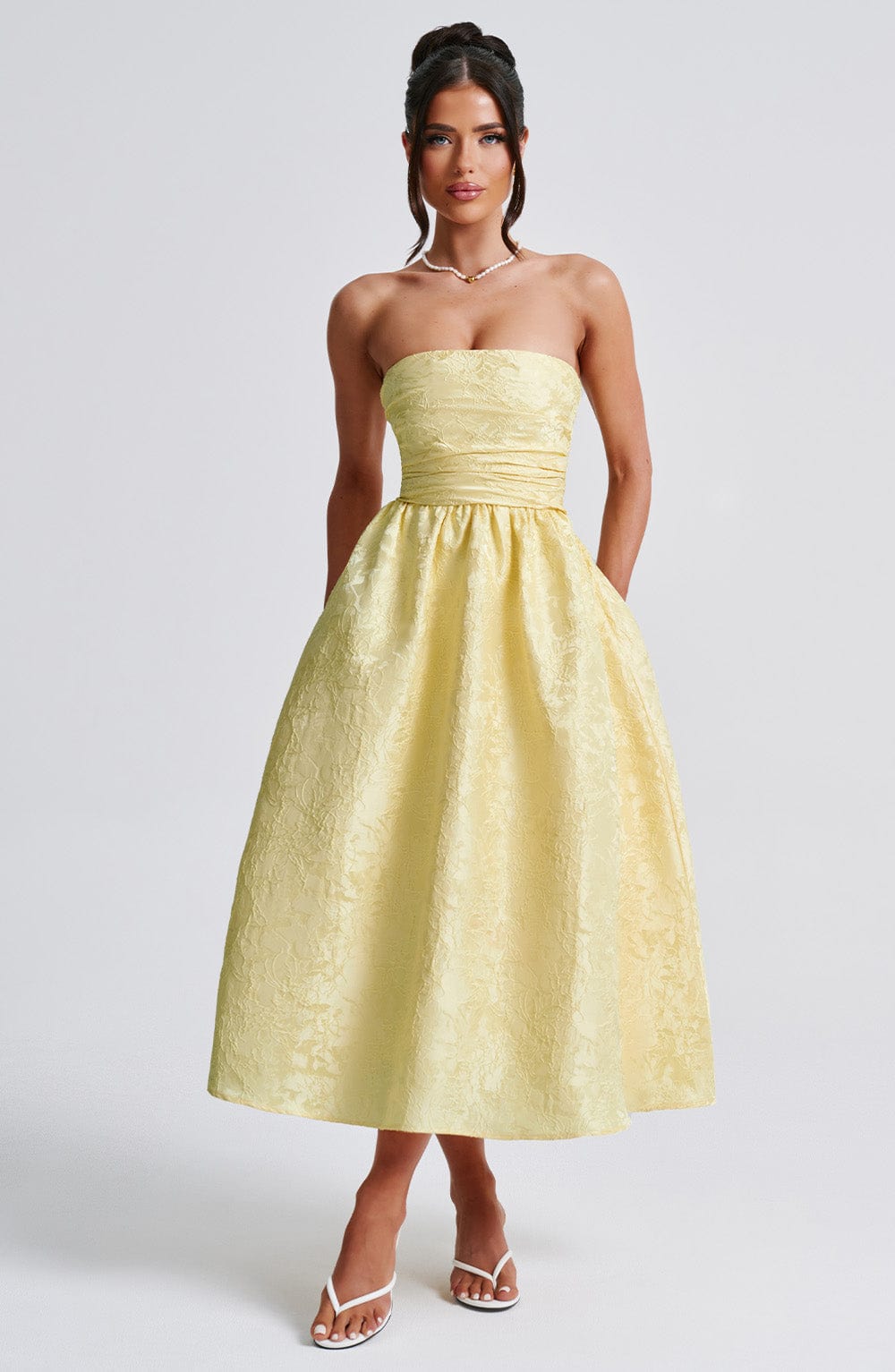 Sorcha Midi Dress in Lemon