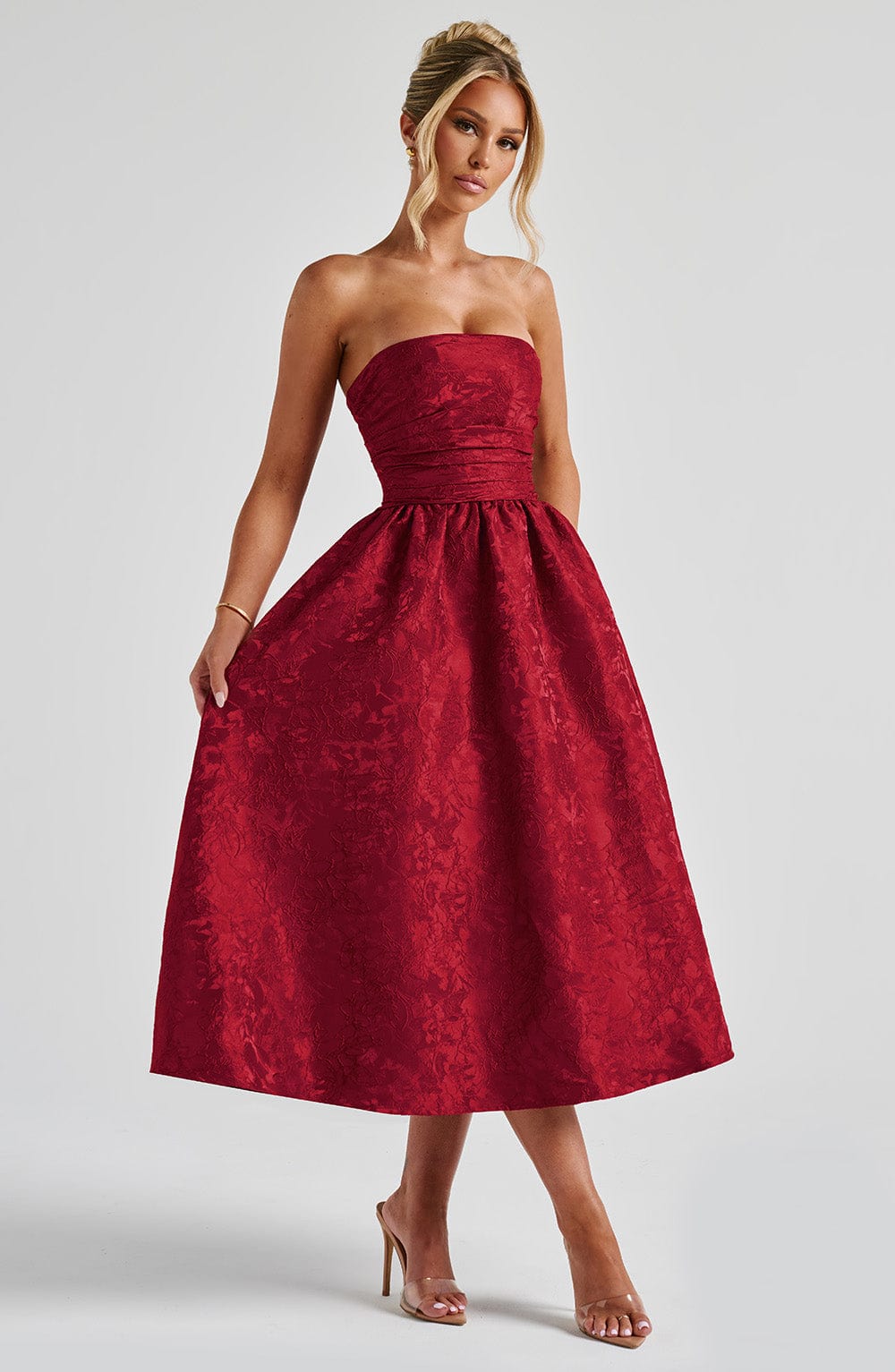 Sorcha Midi Dress in Red