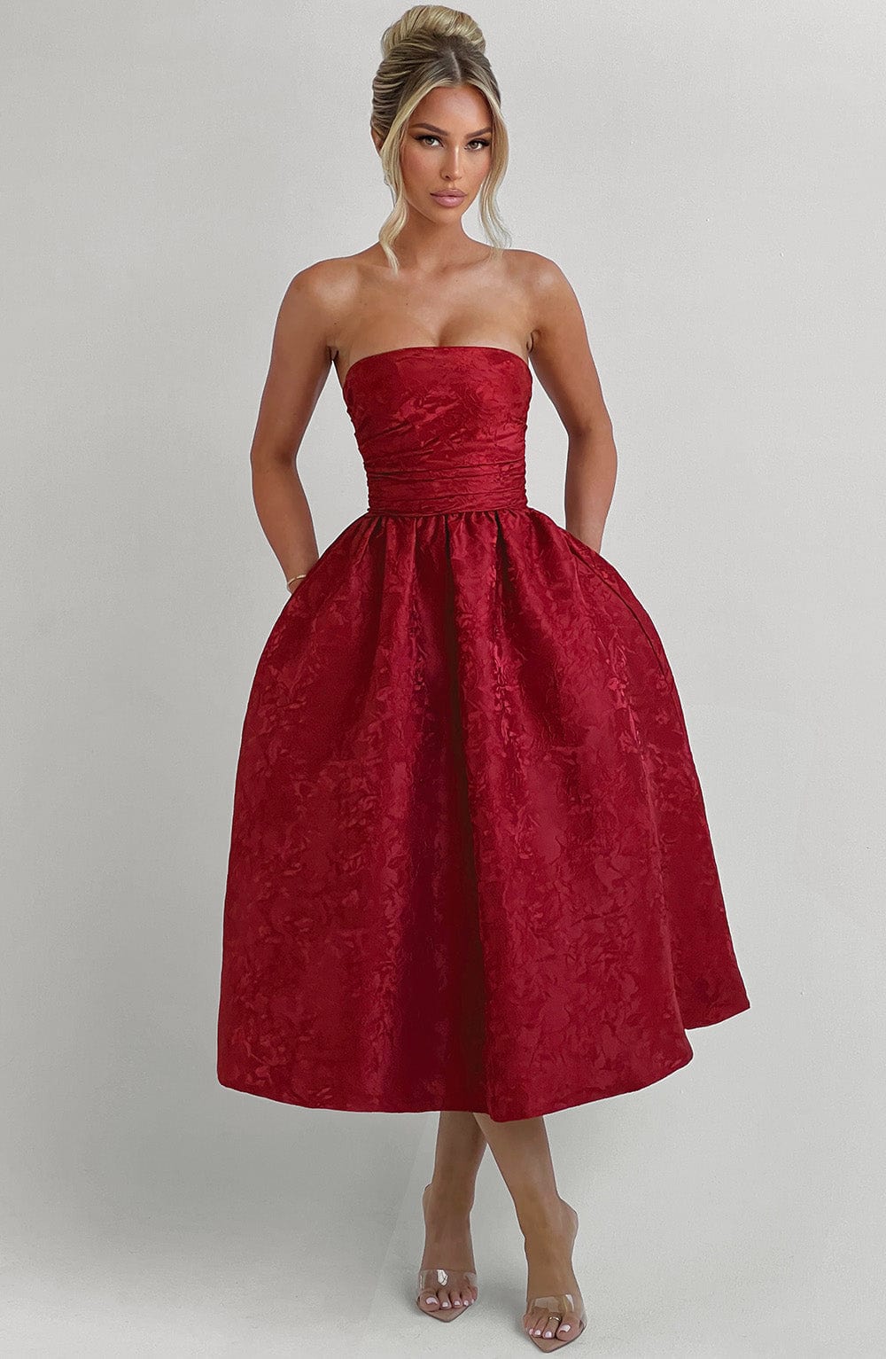 Sorcha Midi Dress in Red