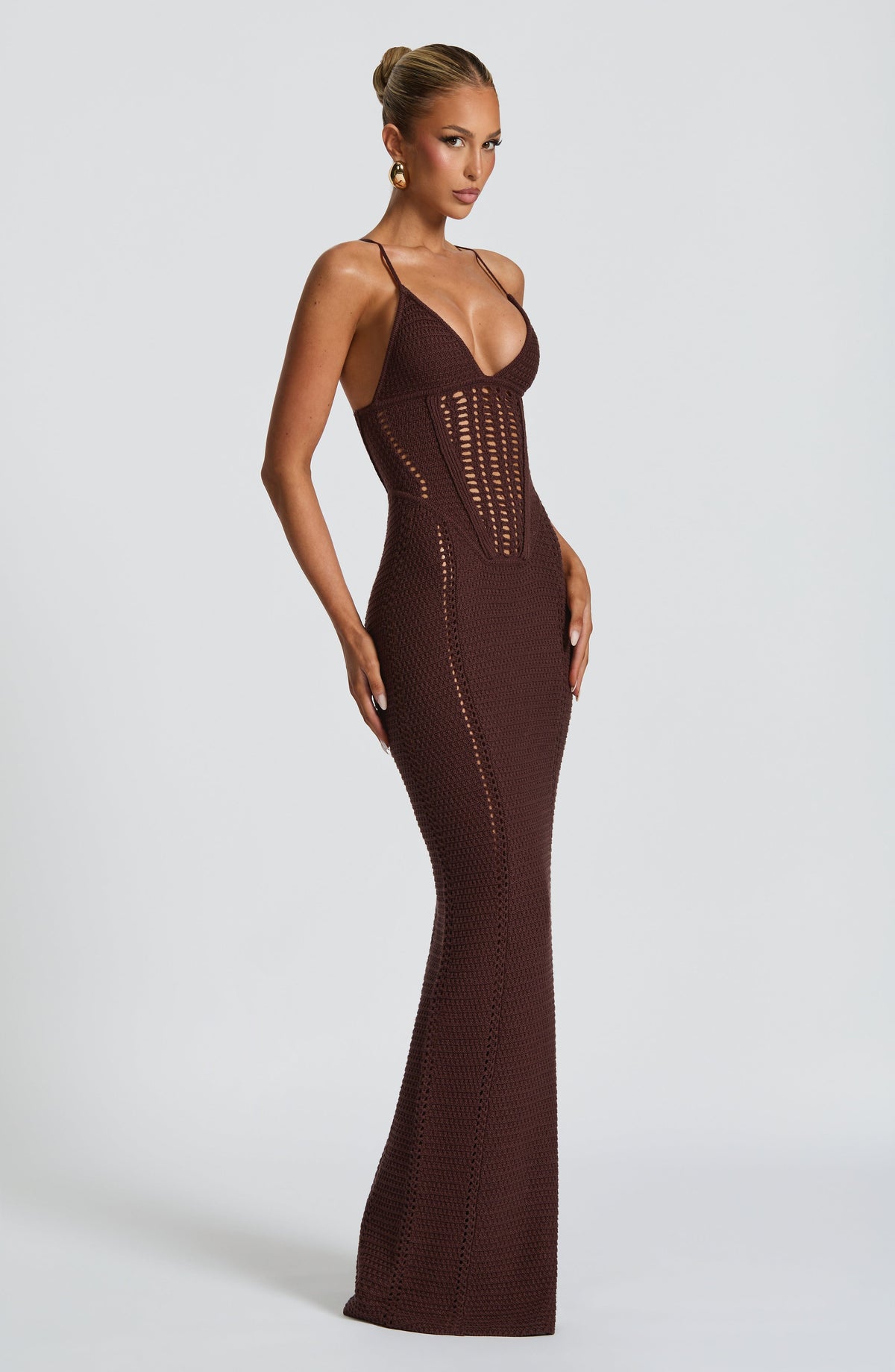 Xanthia Maxi Dress in Plum Brown