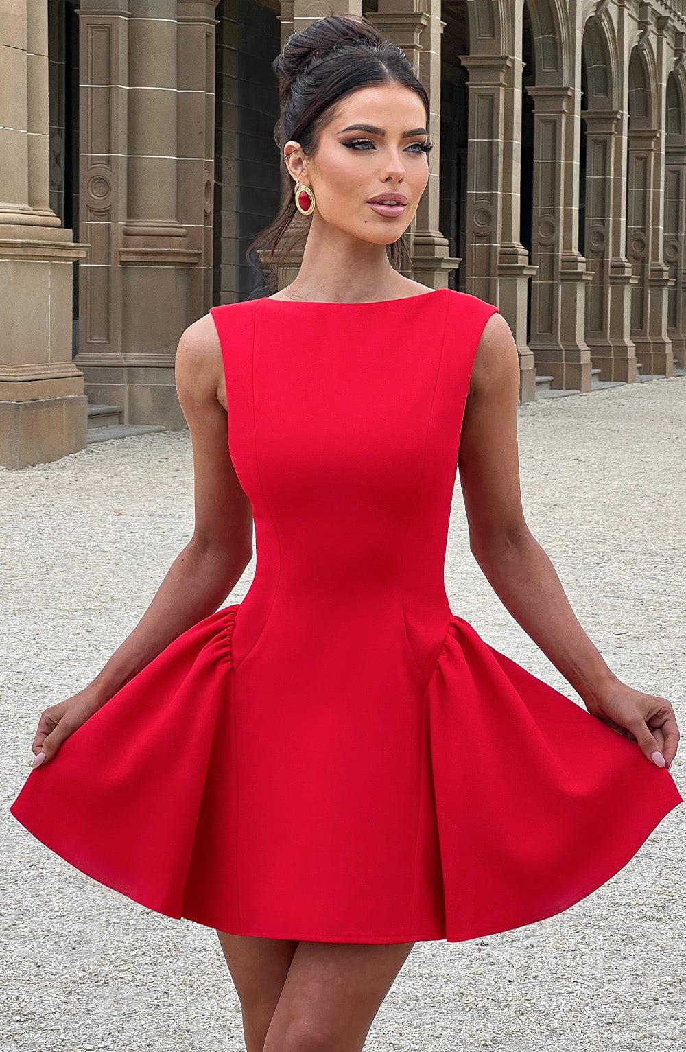 Yalena Mini Dress in Red