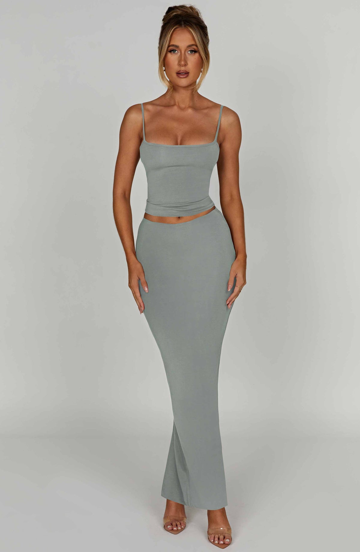 Yazlin Maxi Skirt in Steel