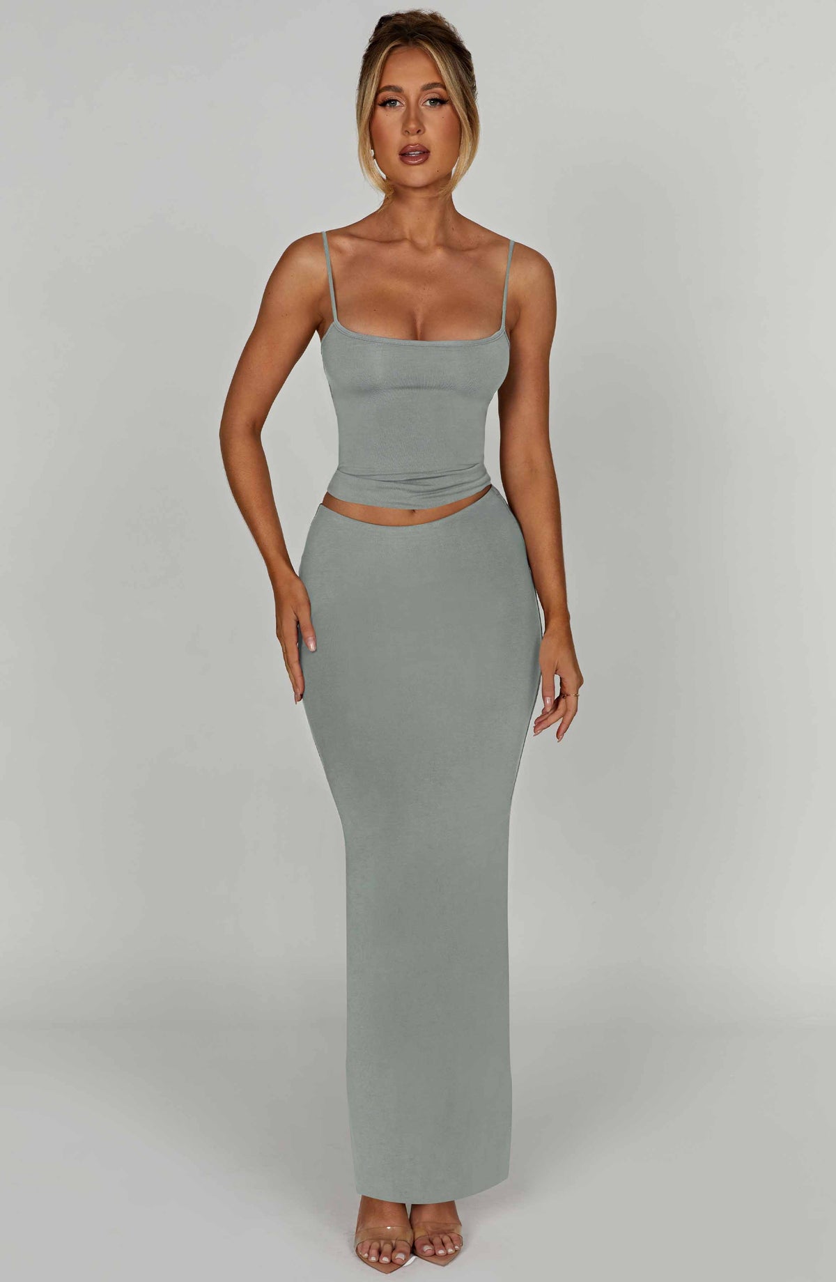 Yazlin Maxi Skirt in Steel
