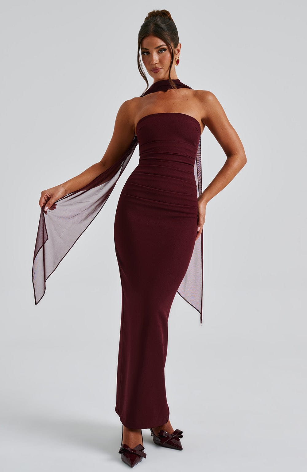 Yuliana Maxi Dress in Cherry Lacquer