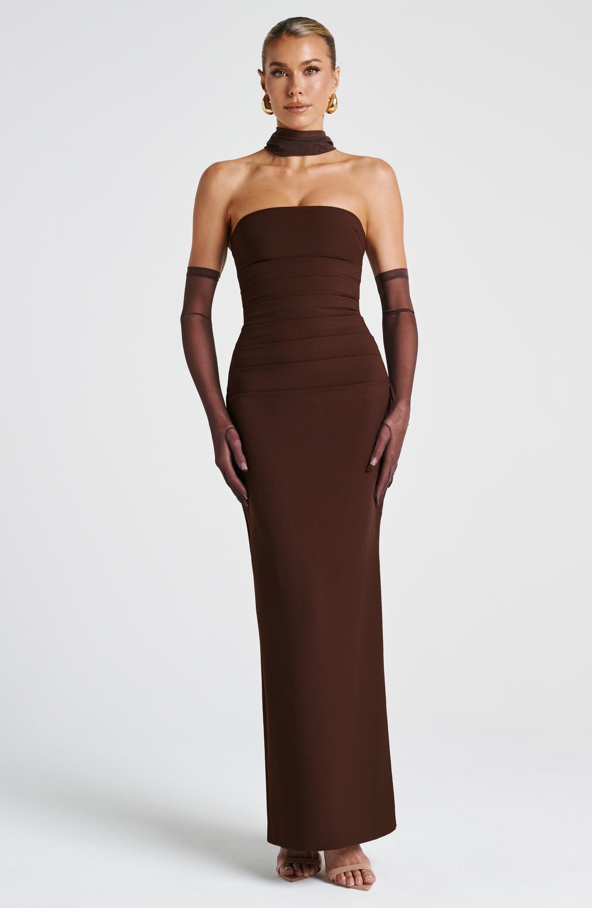 Yuliana Maxi Dress in Plum Brown