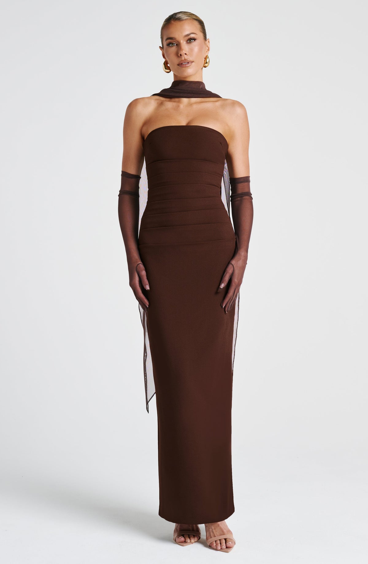 Yuliana Maxi Dress in Plum Brown