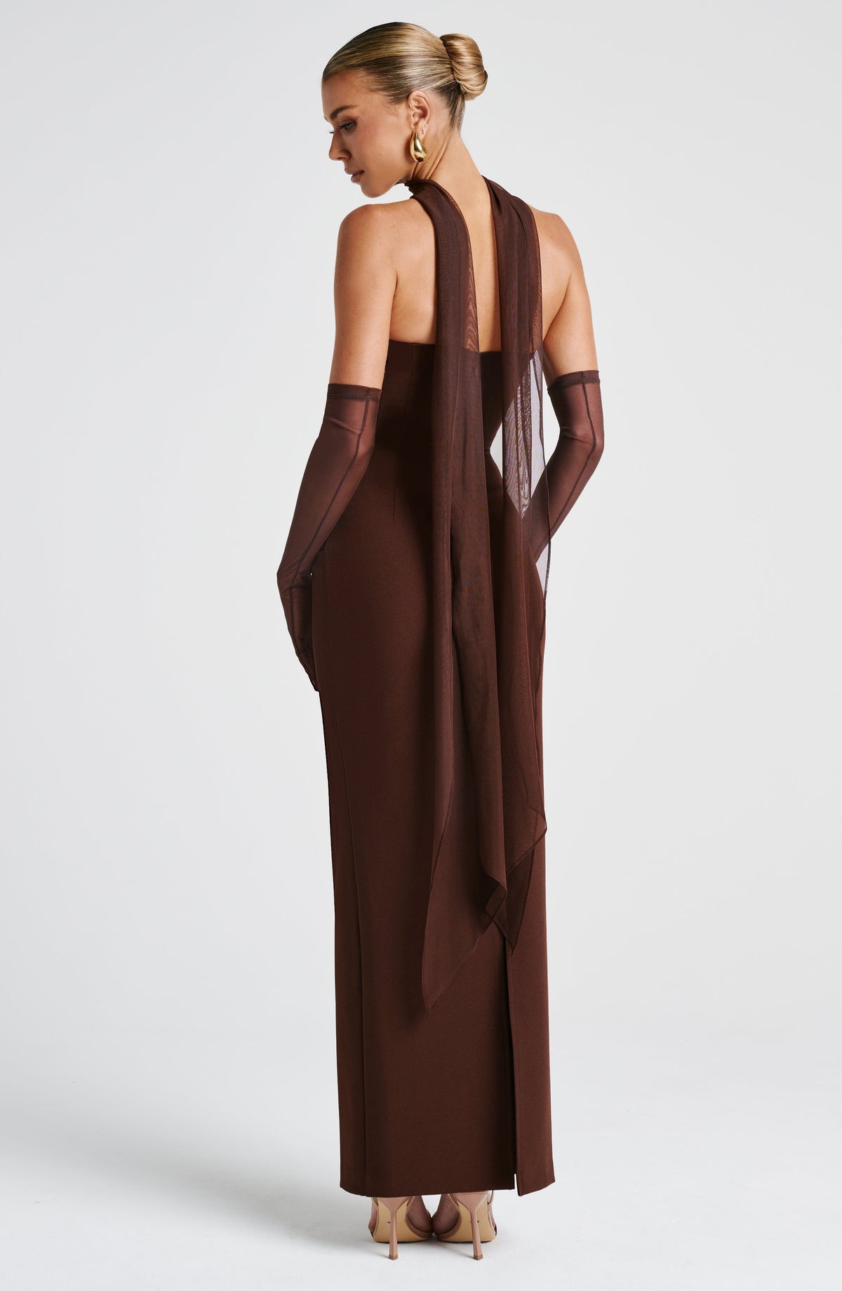 Yuliana Maxi Dress in Plum Brown