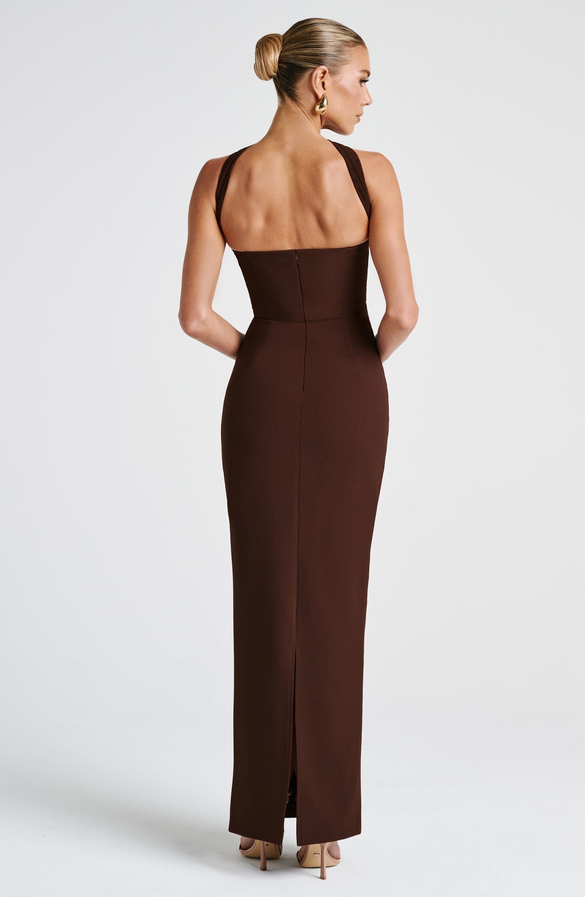 Yuliana Maxi Dress in Plum Brown