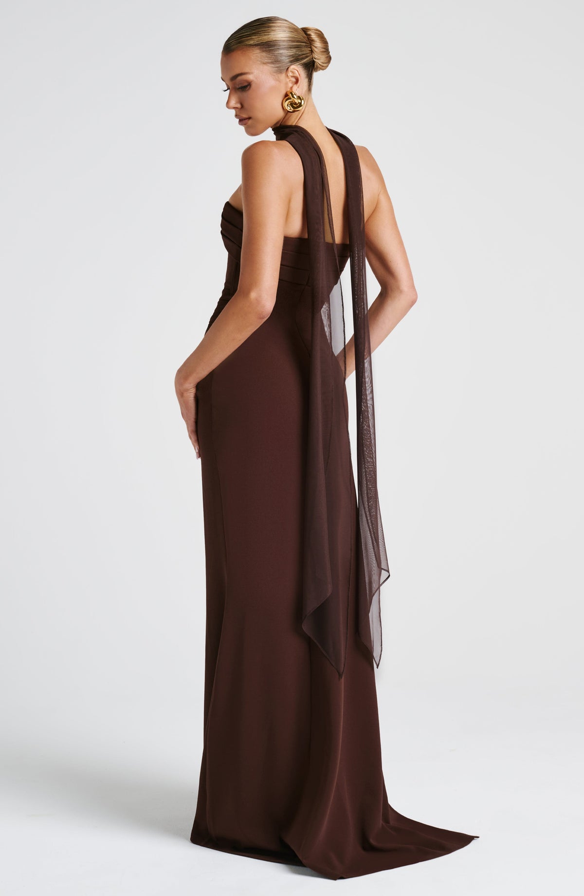 Zafina Maxi Dress in Plum Brown